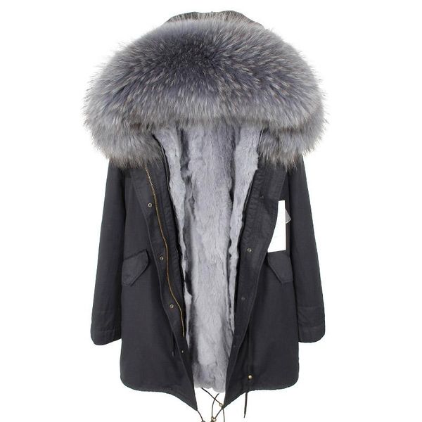 women's fur & faux real coat 2021 winter jacket women natural raccoon collar hooded rex liner army green long parka fashion, Black
women's fur & faux real coat 2021 winter jacket women natural raccoon collar hooded rex liner army green long parka fashion, Black
