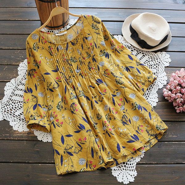2021 new yellow floral print cotton linen women blouse shirt causal o-neck bracelet sleeve summer pullover oversize wima, Black;brown
2021 new yellow floral print cotton linen women blouse shirt causal o-neck bracelet sleeve summer pullover oversize wima, Black;brown