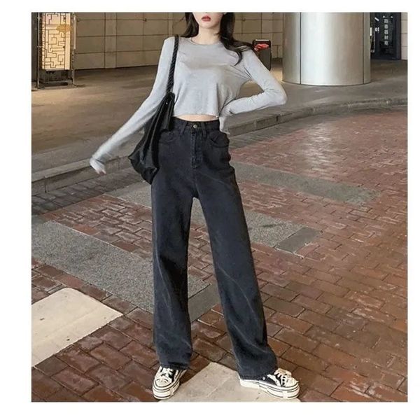 2021 new black woman long cowboy down streetwear high waist women's brim pants share baggy clothes leg jeans mz3i, Blue
2021 new black woman long cowboy down streetwear high waist women's brim pants share baggy clothes leg jeans mz3i, Blue