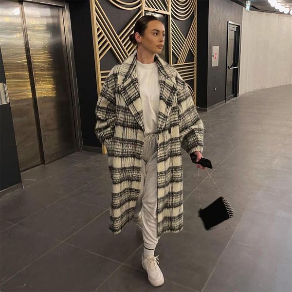 women's wool & blends fad fall winter women oversized coat long checked overshirt casual vogue warm woman jackets windbreaker outfits, Black
women's wool & blends fad fall winter women oversized coat long checked overshirt casual vogue warm woman jackets windbreaker outfits, Black