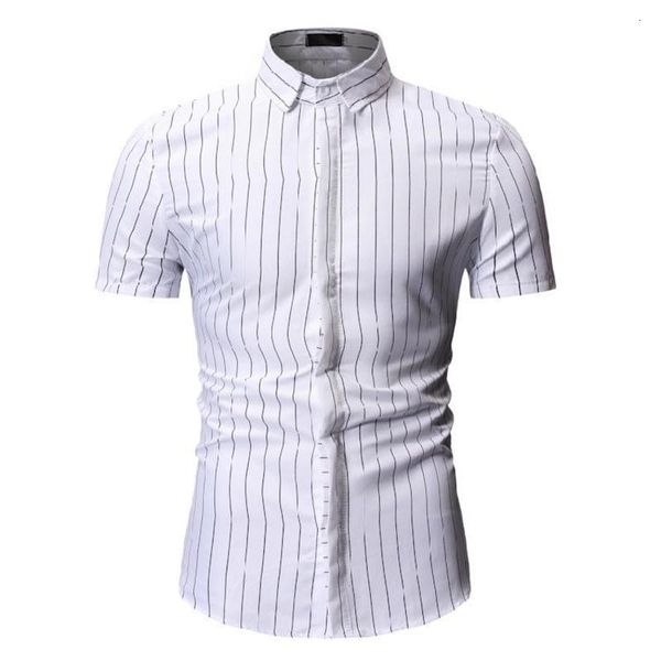 strip gentlemen shirts business casual blouse men's short sleeve summer fashion social shirt for men, White;black
strip gentlemen shirts business casual blouse men's short sleeve summer fashion social shirt for men, White;black