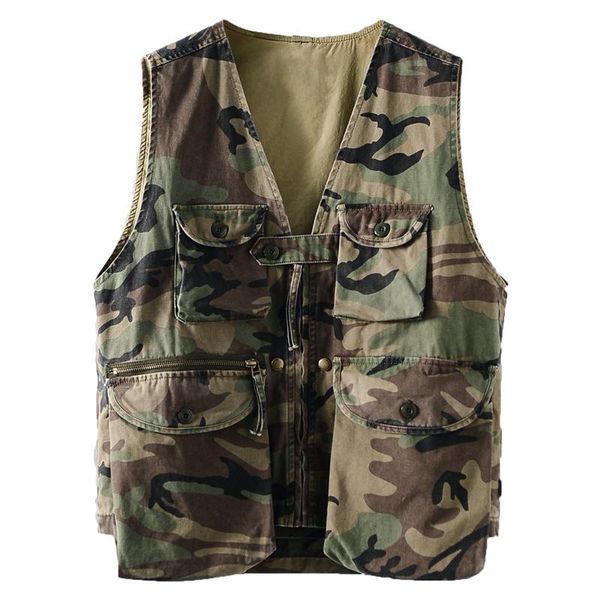 men's vests men fashion style camouflage multi-pockets sleeveless v-neck cargo casual loose streetwear vintage waistcoat male, Black;white
men's vests men fashion style camouflage multi-pockets sleeveless v-neck cargo casual loose streetwear vintage waistcoat male, Black;white