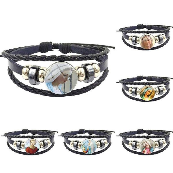 charm bracelets jewelry classic glass cabochon black leather bracelet bangle fashion for girls gift mary religious catholic, Golden;silver
charm bracelets jewelry classic glass cabochon black leather bracelet bangle fashion for girls gift mary religious catholic, Golden;silver