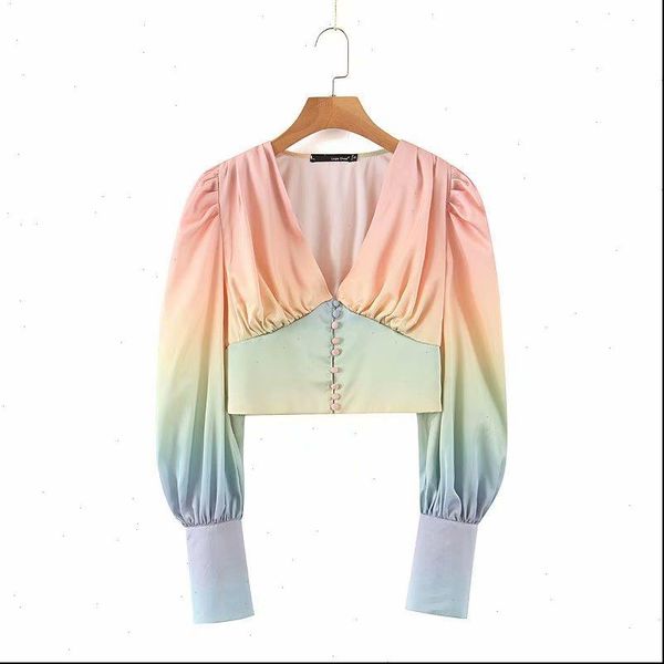 deat 2021 new summer fashion casual long sleeve v neck patchwork double breasted pleated short shirt wimen se292, White
deat 2021 new summer fashion casual long sleeve v neck patchwork double breasted pleated short shirt wimen se292, White