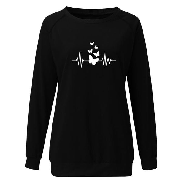 women's hoodies & sweatshirts hipster thin pullovers autumn spring simple fashion butterfly printed street casual loose long sleeve pu, Black 
women's hoodies & sweatshirts hipster thin pullovers autumn spring simple fashion butterfly printed street casual loose long sleeve pu, Black