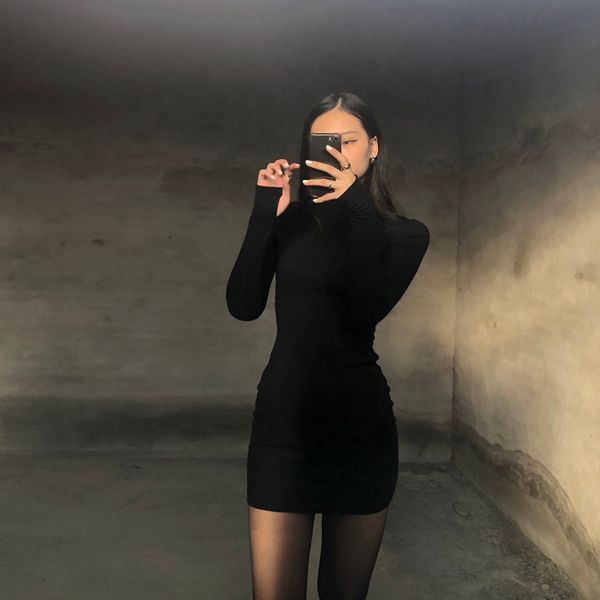 dirtylily autumn fashion solid turtleneck skinny mini dress women rib knit keep warm long sleeve slim dress streetwear 210303, Black;gray
dirtylily autumn fashion solid turtleneck skinny mini dress women rib knit keep warm long sleeve slim dress streetwear 210303, Black;gray