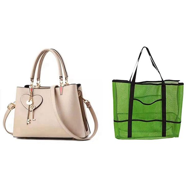 evening bags 2 pcs bag: 1 large capacity mesh beach bag green & love key solid color handbag khaki
evening bags 2 pcs bag: 1 large capacity mesh beach bag green & love key solid color handbag khaki