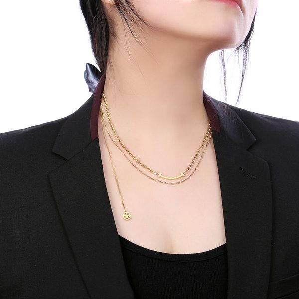 chains titanium steel does not fade, double-layer simple personality smile necklace, Silver
chains titanium steel does not fade, double-layer simple personality smile necklace, Silver