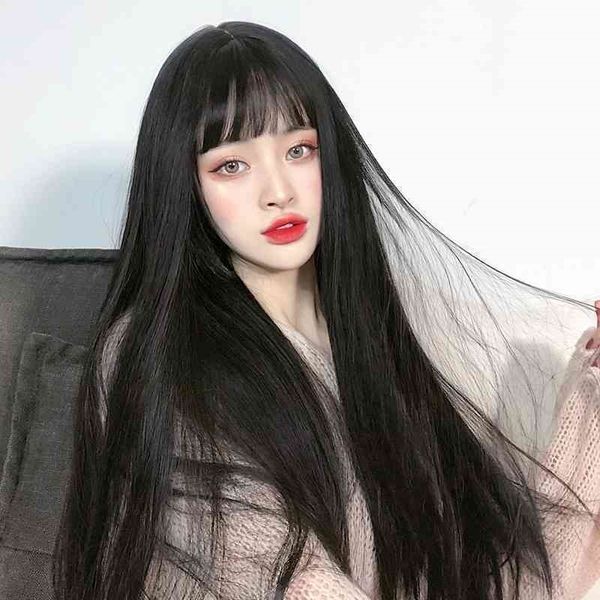full hair female natural head net red air bangs black long straight temperament set upgrade hair
full hair female natural head net red air bangs black long straight temperament set upgrade hair