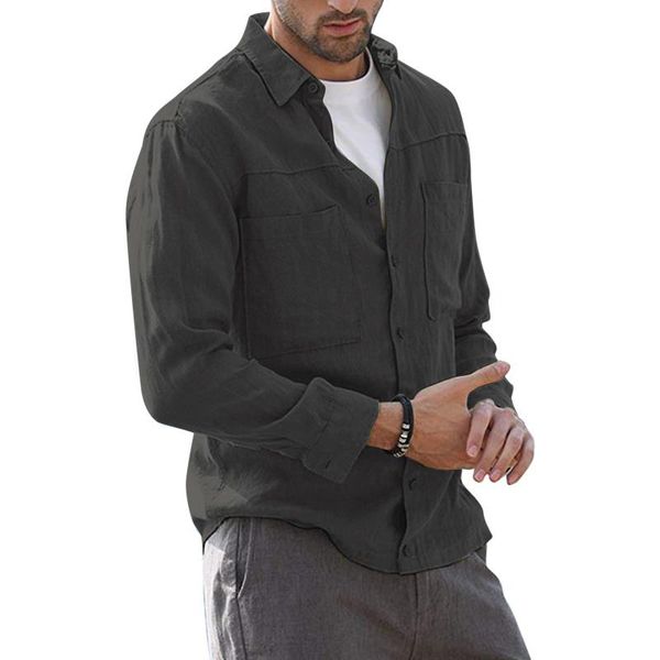 men's casual shirts 2021 men clothing autumn winter long sleeve buttons cotton linen shirt turn-down collar male camisas para hombre, White;black
men's casual shirts 2021 men clothing autumn winter long sleeve buttons cotton linen shirt turn-down collar male camisas para hombre, White;black