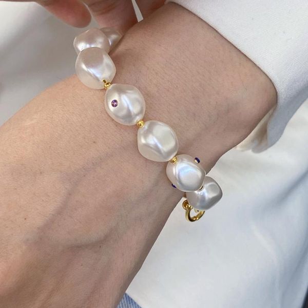link, chain faux baroque pearl with diamonds, colored fashionable and exaggerated temperament women's bracelet, Black
link, chain faux baroque pearl with diamonds, colored fashionable and exaggerated temperament women's bracelet, Black