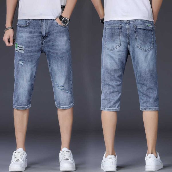 thin summer denim shorts men's capris in 2021, Blue
thin summer denim shorts men's capris in 2021, Blue