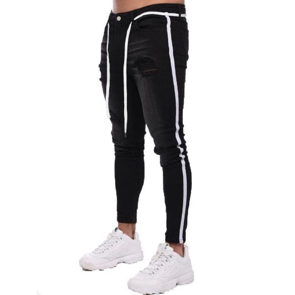 men's jeans men pants trousers skinny strip patchwork casual ripped full length pencil slim denim distressed, Blue
men's jeans men pants trousers skinny strip patchwork casual ripped full length pencil slim denim distressed, Blue