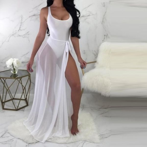 two piece dress summer women's 2pcs bathing suit beach cover solid color one-piece blouse bandage bikini set beachwear swimwear, White
two piece dress summer women's 2pcs bathing suit beach cover solid color one-piece blouse bandage bikini set beachwear swimwear, White