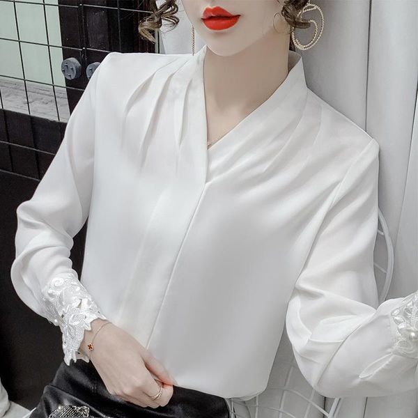 women's blouses & shirts chikichi good quality 2021 autumn simple commuting temperament ladies shirt lace long sleeve v-neck white blou
women's blouses & shirts chikichi good quality 2021 autumn simple commuting temperament ladies shirt lace long sleeve v-neck white blou