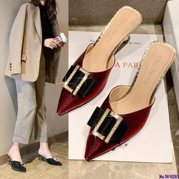 slippers women summer transparent spike high heels mules patent leather metal buckle pointed toe ladies shoes footwear, Black
slippers women summer transparent spike high heels mules patent leather metal buckle pointed toe ladies shoes footwear, Black