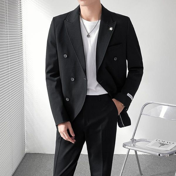 men's suits & blazers british style men double breasted casual suit jacket black gray wedding business social dress coat street wear cl, White;black
men's suits & blazers british style men double breasted casual suit jacket black gray wedding business social dress coat street wear cl, White;black