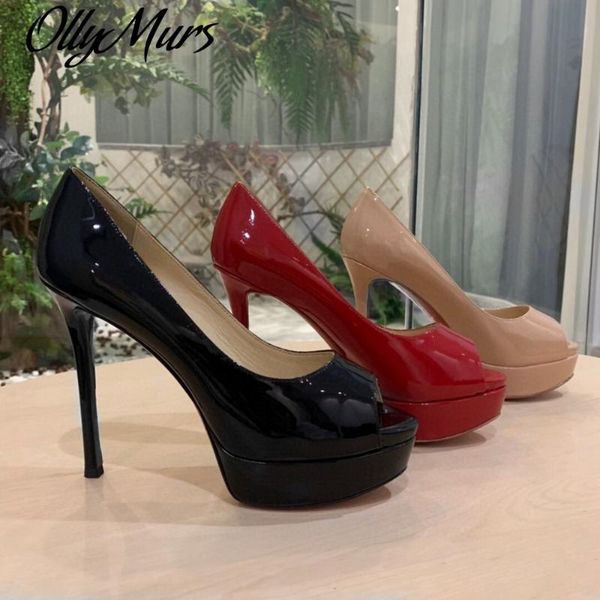 dress shoes ollymurs super high women's pumps genuine leather heels peep toe slip one women designer brand platform, Black
dress shoes ollymurs super high women's pumps genuine leather heels peep toe slip one women designer brand platform, Black