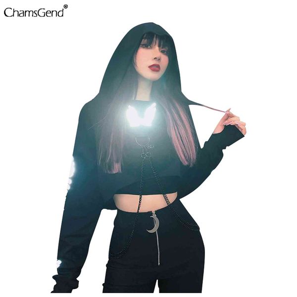 women hoodie hoodies gothic punk women's reflective long sleeve gloves crop short sweatshirt metal chain woman streetwear black shirts
women hoodie hoodies gothic punk women's reflective long sleeve gloves crop short sweatshirt metal chain woman streetwear black shirts