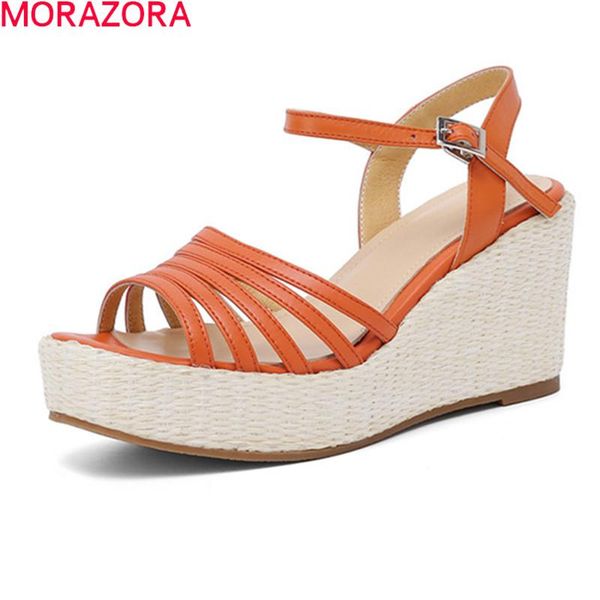 morazora 2021 big size 34-41 women sandals genuine leather ladies high heels shoes fashion wedges platform party shoes, Black
morazora 2021 big size 34-41 women sandals genuine leather ladies high heels shoes fashion wedges platform party shoes, Black