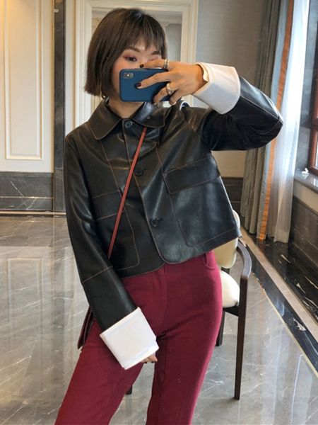 2021 new estilo europeu mulheres jaqueta curta borda branca imitao de couro moda solto senhoras casaco feminino manga longa outwear casual 2, Black
2021 new estilo europeu mulheres jaqueta curta borda branca imitao de couro moda solto senhoras casaco feminino manga longa outwear casual 2, Black