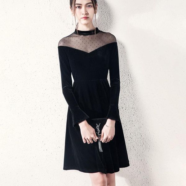 casual dresses women dress for splicing mesh one shoulder high waist velvet a flare sleeves french black, Black;gray
casual dresses women dress for splicing mesh one shoulder high waist velvet a flare sleeves french black, Black;gray