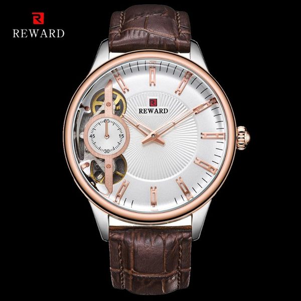 wristwatches reward men's mechanical watches automatic tourbillon skeleton men business casual leather quartz watch relogio masculino 6, Slivery;brown
wristwatches reward men's mechanical watches automatic tourbillon skeleton men business casual leather quartz watch relogio masculino 6, Slivery;brown