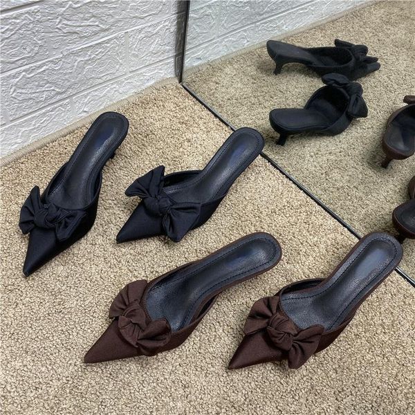slippers half women's shoes 2021 summer cat with mid-heel pointed bowknot muller stiletto outdoor, Black
slippers half women's shoes 2021 summer cat with mid-heel pointed bowknot muller stiletto outdoor, Black
