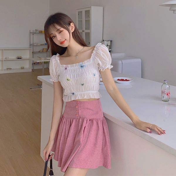 2021 three-dimensional butterfly slash neck off shoulder shirt girls summer korean pleated short slim section white blouse 28dq
2021 three-dimensional butterfly slash neck off shoulder shirt girls summer korean pleated short slim section white blouse 28dq