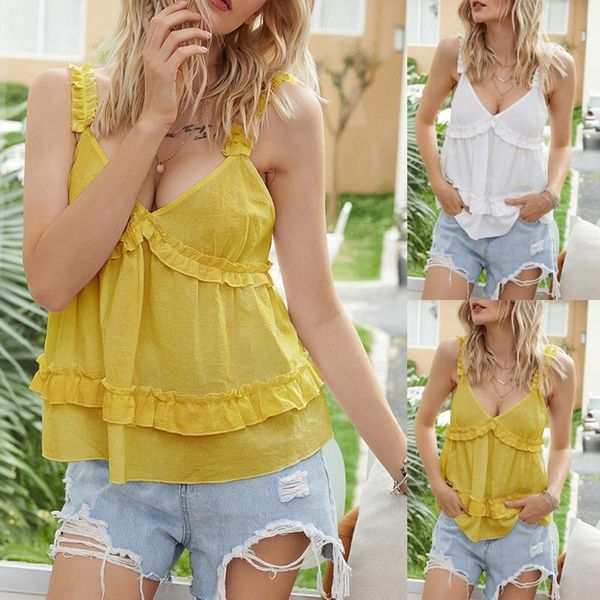 women's tanks & camis home&nest fashion womens casual loose sleeveless solid color ruffled camisole tank vest blouse streetwear, White
women's tanks & camis home&nest fashion womens casual loose sleeveless solid color ruffled camisole tank vest blouse streetwear, White