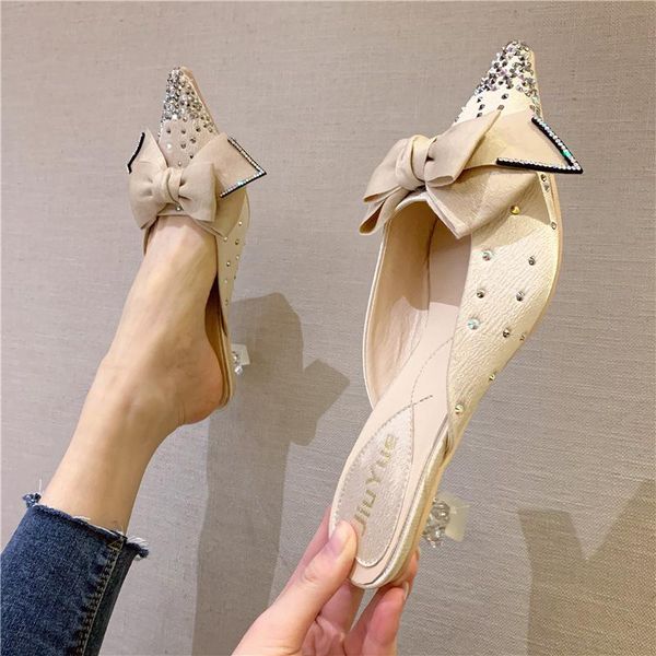slippers strange transparent heels femmels pantuflas sweet lace bow-knot mules slides pointy toe crystal rivets high women, Black
slippers strange transparent heels femmels pantuflas sweet lace bow-knot mules slides pointy toe crystal rivets high women, Black