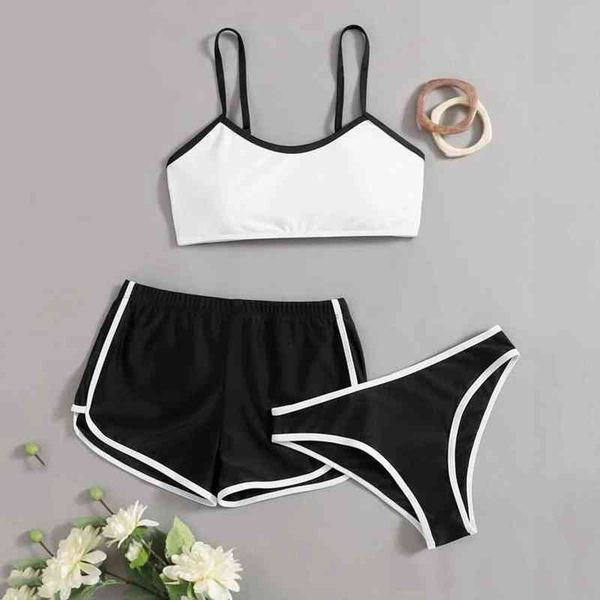 women thong swimsuits 3 pieces push up bikini sets girl beach bathing suits swimwear soprt t2q, White;black
women thong swimsuits 3 pieces push up bikini sets girl beach bathing suits swimwear soprt t2q, White;black