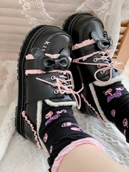 i tie up sweet pretty lolita beautiful jk winter shoes warm girl soft student velvet kawaii anime cosplay shoe 6ov2, Black
i tie up sweet pretty lolita beautiful jk winter shoes warm girl soft student velvet kawaii anime cosplay shoe 6ov2, Black