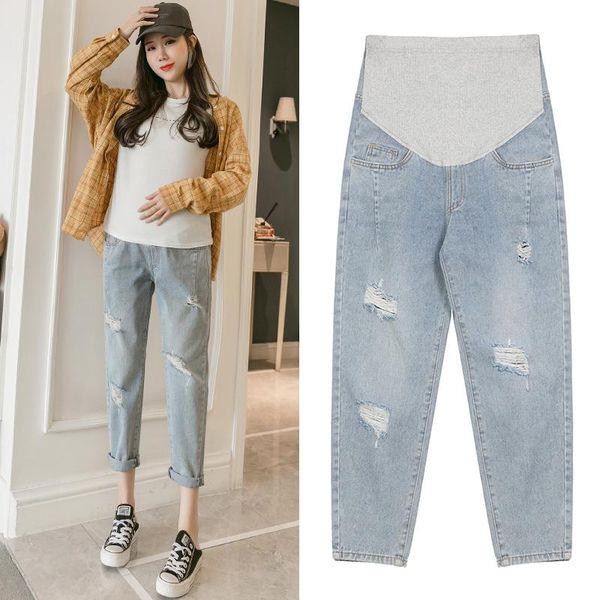 maternity bottoms denim pants jeans loose pregnancy abdominal stomach lift for pregnant women autumn spring high waist trousers, White
maternity bottoms denim pants jeans loose pregnancy abdominal stomach lift for pregnant women autumn spring high waist trousers, White