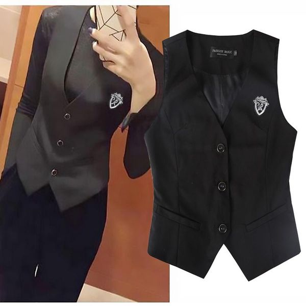 new korean fashion women's vest spring autumn elegant classic black blue sleeveless jacket female cardigan waistcoat vest colete, Black;white
new korean fashion women's vest spring autumn elegant classic black blue sleeveless jacket female cardigan waistcoat vest colete, Black;white