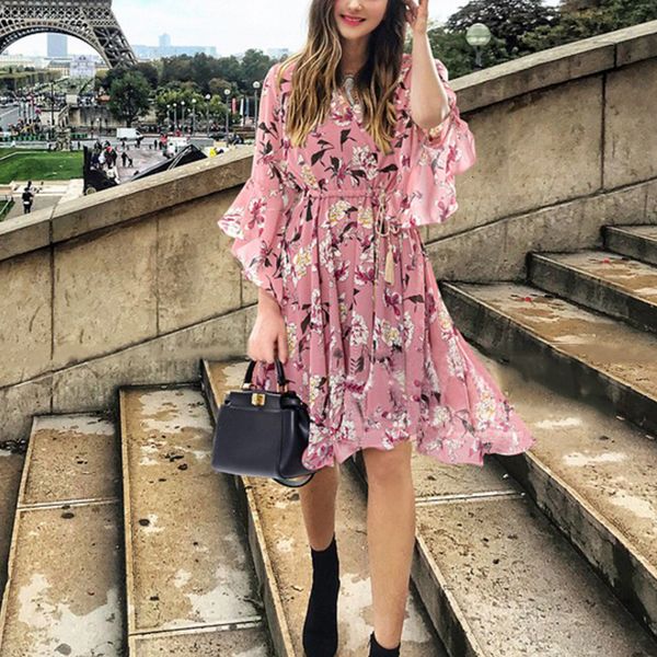 2021 new women floral print v neck spring autumn half flare sleeve drawstring slim female ruffle hem a-line midi boho vestido yy68, Black;gray
2021 new women floral print v neck spring autumn half flare sleeve drawstring slim female ruffle hem a-line midi boho vestido yy68, Black;gray