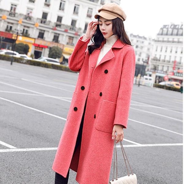 women's wool & blends 2021 autumn winter korean fashion female solid color lapel woolen coat double-breasted loose long sleeve jacket, Black
women's wool & blends 2021 autumn winter korean fashion female solid color lapel woolen coat double-breasted loose long sleeve jacket, Black