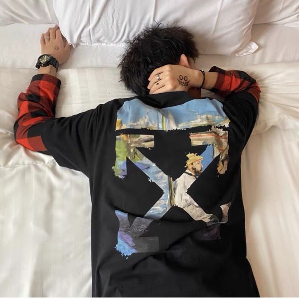 off fashion brand white short sleeve monet oil painting arrstyle summer loose ins super fire t-shirt for men and women, White;black
off fashion brand white short sleeve monet oil painting arrstyle summer loose ins super fire t-shirt for men and women, White;black