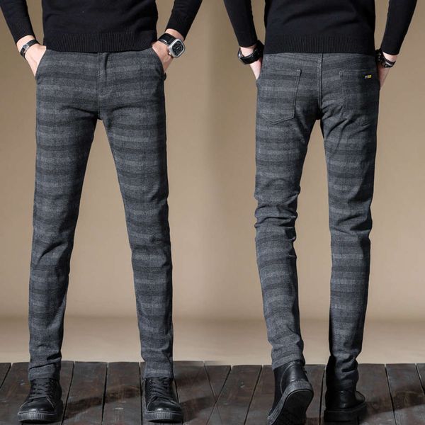 summer new fashion youth plaid men's elastic slub cotton casual slim small straight pants, Black
summer new fashion youth plaid men's elastic slub cotton casual slim small straight pants, Black
