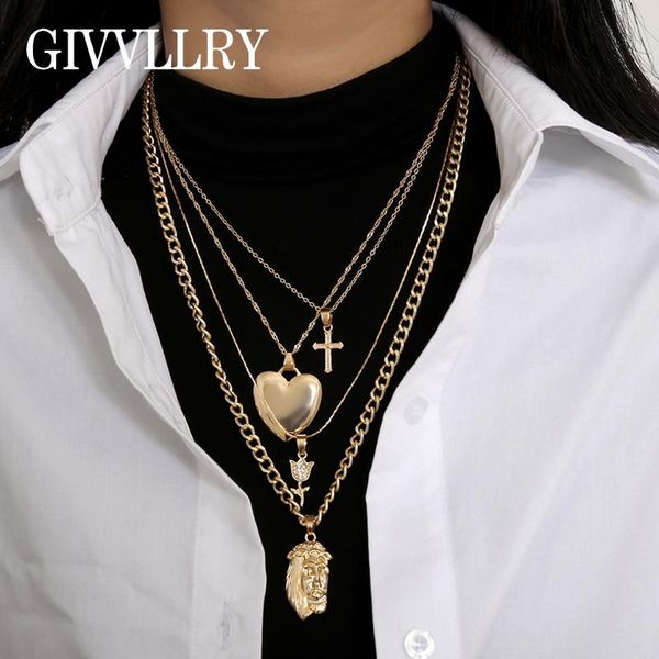 pendant necklaces punk gold multilayered chain necklace women jewelry fashion vintage embossed portrait rose flower heart cross, Silver
pendant necklaces punk gold multilayered chain necklace women jewelry fashion vintage embossed portrait rose flower heart cross, Silver