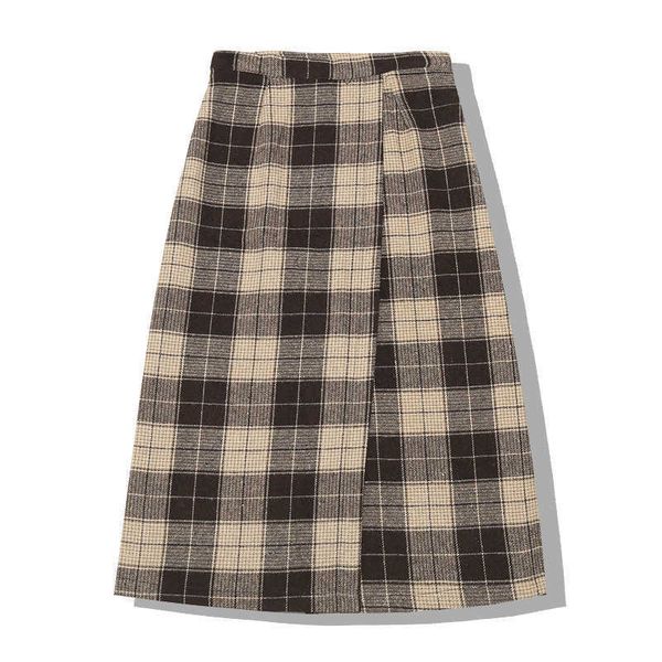 perhaps u women black khaki empire woolen fabric plaid vintage a-line midi long skirt s0125 winter 210529
perhaps u women black khaki empire woolen fabric plaid vintage a-line midi long skirt s0125 winter 210529