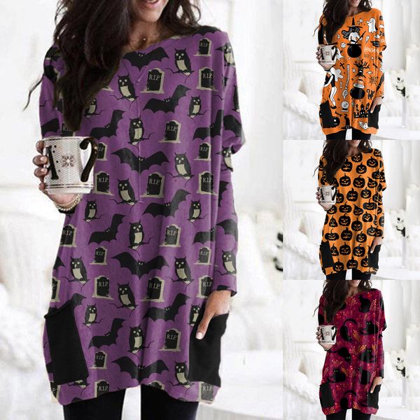 female halloween costume sweatshirt dress winter scary face pumpkin print dress stitching color long sleeve pocket dress moletom, Black
female halloween costume sweatshirt dress winter scary face pumpkin print dress stitching color long sleeve pocket dress moletom, Black