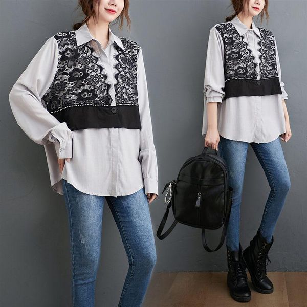 women's polos 2021 spring lace stitching fake two piece shirt ladies loose and versatile design fashion single breasted chiffon zh062, White
women's polos 2021 spring lace stitching fake two piece shirt ladies loose and versatile design fashion single breasted chiffon zh062, White