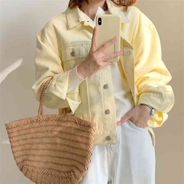 yellow jean jacket for women oversized korean style black denim coat spring fall long plus size jeans jackets 210529, Black;brown
yellow jean jacket for women oversized korean style black denim coat spring fall long plus size jeans jackets 210529, Black;brown