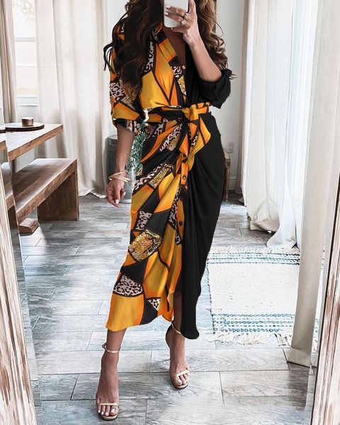 casual dresses stylish lady chain printed shirt dress 2021 summer women long sleeve v neck front button split elegant club party, Black;gray
casual dresses stylish lady chain printed shirt dress 2021 summer women long sleeve v neck front button split elegant club party, Black;gray