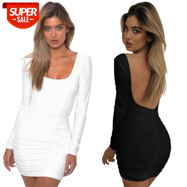 pleated backless long sleeve low cut wrap bodycon dress women white black sheath package hip mini party dresses autumn fashion #h94o 
pleated backless long sleeve low cut wrap bodycon dress women white black sheath package hip mini party dresses autumn fashion #h94o