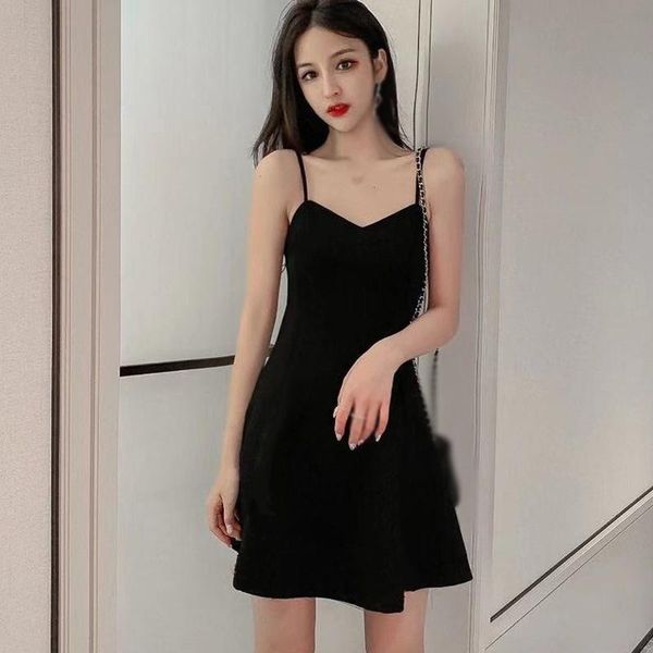 casual dresses women sling dress solid color spaghetti short sleeveless slips under vestido, Black;gray
casual dresses women sling dress solid color spaghetti short sleeveless slips under vestido, Black;gray