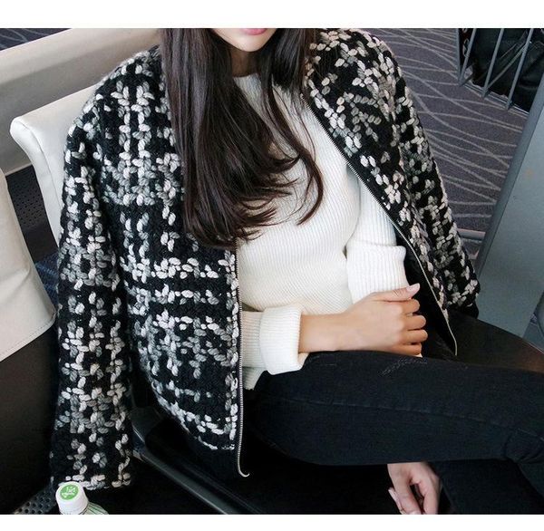 women's jackets zoulv 2021 chic knitted collarless jacket retro short tweed baseball uniform fashion colorblock casual sweet korea coat, Black;brown
women's jackets zoulv 2021 chic knitted collarless jacket retro short tweed baseball uniform fashion colorblock casual sweet korea coat, Black;brown