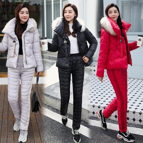 women's two piece pants women 2021 winter down cotton jacket suit fashion large lapel fur collar warm set slim outerwear coat q444, White
women's two piece pants women 2021 winter down cotton jacket suit fashion large lapel fur collar warm set slim outerwear coat q444, White