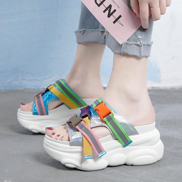 slippers 9cm/3.5 inch height women's fashion wedge slides summer mixed colors buckle open toed chunky platform sandals 34-40, Black
slippers 9cm/3.5 inch height women's fashion wedge slides summer mixed colors buckle open toed chunky platform sandals 34-40, Black
